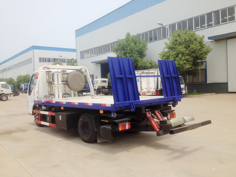 五十铃一拖二平板清障车图片,庆铃平板式清障运输车