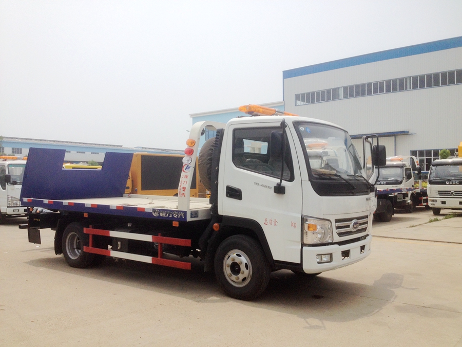 五十铃一拖二平板清障车图片,庆铃平板式清障运输车